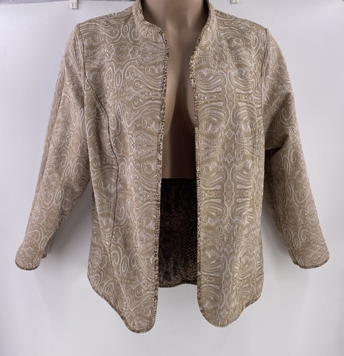 Chaqueta Reversible Catherines 1X Animal Estampado Cachemira Frente Abierto Marrón Crema - Imagen 7 de 15