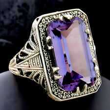 ANTIQUE STYLE 8 Ct COLOR CHANGING SIM ALEXANDRITE 925 STERLING SILVER RING  071