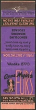 NICE early ~ ANNE MYERS FURS ~ matchbook cover LOS ANGELES, CA california BABY