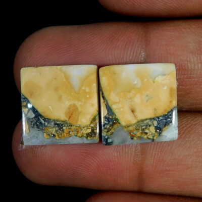 Natural Marvelous Maligano Jasper Pair Cushion Cabochon 20.45Cts. Loose Gemstone