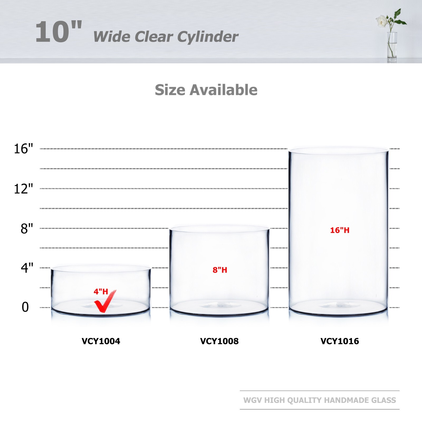 Clear Cylinder Glass Vase 10x4"H | Floral Arrangement | Centerpiece, 1 Pc