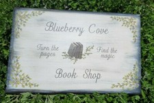 Blueberry Cove Book Shop  Hand Painted Square Rustic Sign