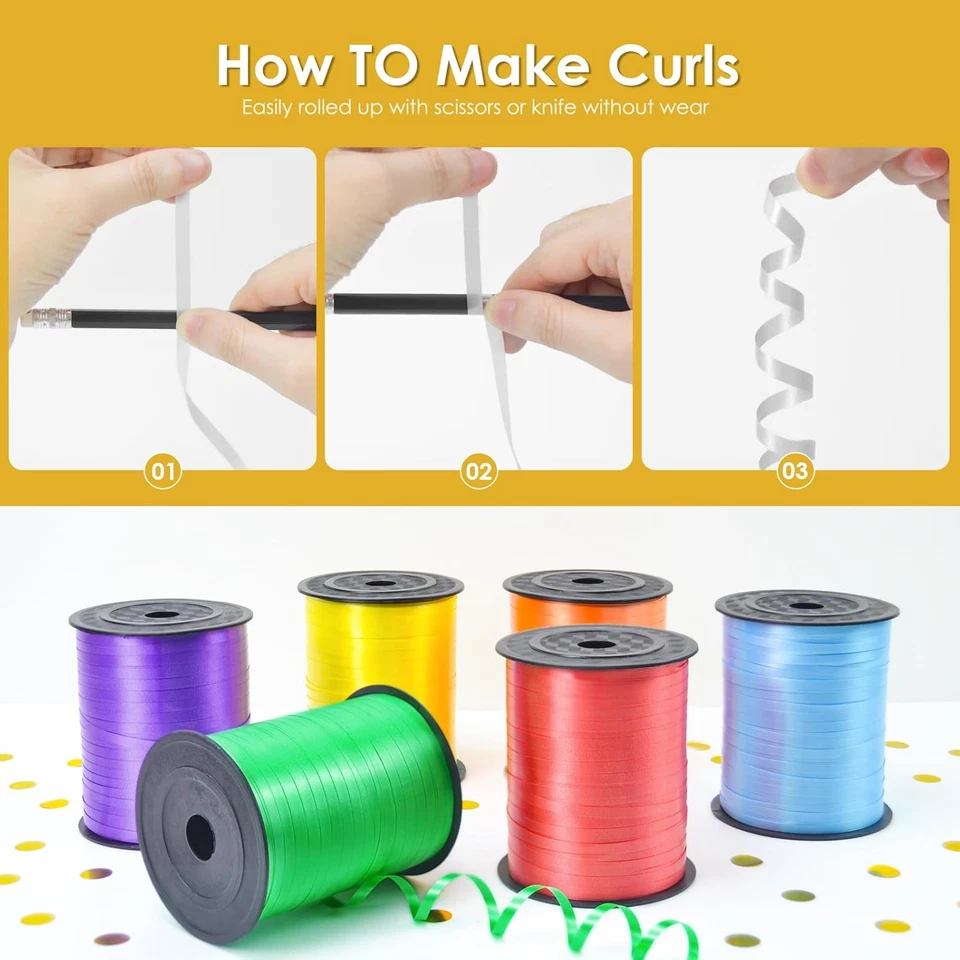 Gold Curling Ribbon, Balloon String 500 Yard for Gift Wrapping, Curly Ribbons, 3 - Image 3 of 4