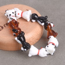 2pcs 24x16mm Dog Shape Handmade Lampwork Glass Loose Beads for Jewelry Making