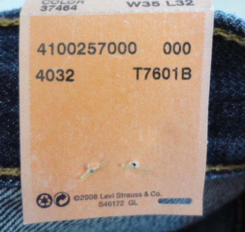 NEW Men's Levi's 501 0194 Denim Jeans Size 35 x 32 Blue Button Fly Straight Leg - Picture 5 of 5