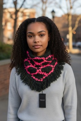 SCOTCH & SODA Damen Schal OS Grün Unisex Snood Grob Quasten gemustert *