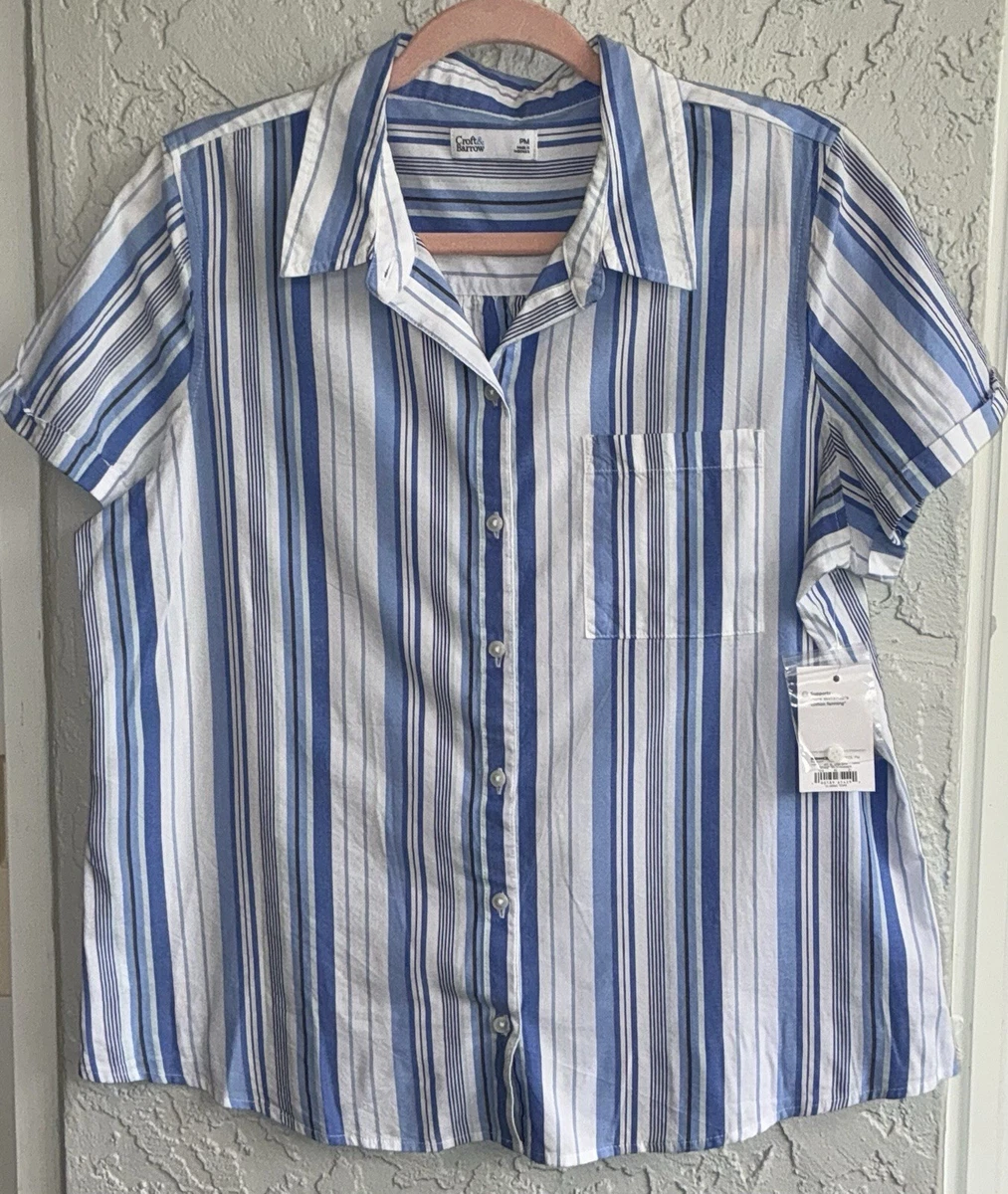 Pull col rond rayé boutonné épaule contenant de la laine et du