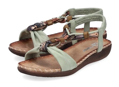 Rieker Sandale Grün Sandalette Riemchensandale Gummizug Slipper Sommerschuh - Bild 1 von 4