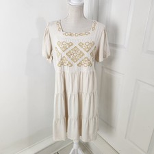 Baltic Born Dress Womens XL Cream Boho Midi Tiered Irish Viking Maiden Cosplay