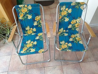 vintage/ Retro floral Folding Deck Chairs 1970's Camping / Garden.