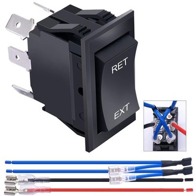 ''DPDT Rocker Switch 20A 12V DC for RV Trailer Motor Control with Jumper Wires''