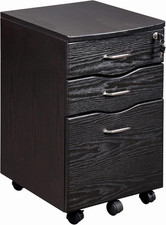 Espresso 3-Drawer Rolling File Cabinet with Lock  Wheels for Home Office