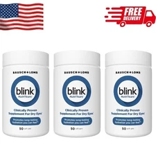 3 pack Blink NutriTears Supplement for Dry Eyes, Long Lasting Eye Relief,50 soft