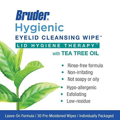 Hygienic Eyelid Cleansing Wipes with Tea Tree Oil l Relief 30 count (1 Pack) 