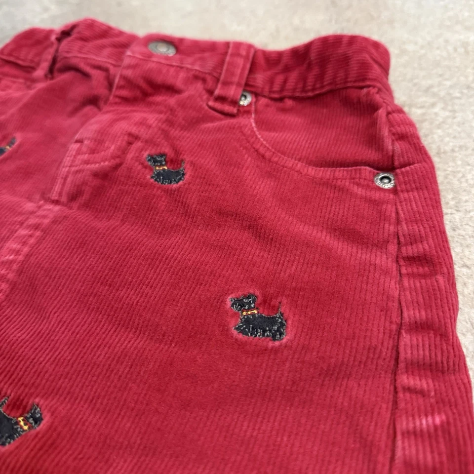 Y2K Ralph Lauren Corduroy Scottish Dog Skirt Girls Size 4T Red Preppy Cute 2000s - Image 4 of 4