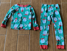 Carters Boy's Long Sleeved Green Santa and Reindeer Pajama Set 7