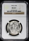 1945-S Walking Liberty Half Dollar 50c NGC MS65+