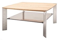 Couchtisch Wohnzimmertisch AblagefläChe Asteichenholz Glasplatte 80 X 80 Cm