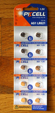 10 pk AG1 LR621 363 164 165 531 LR60 SR60 364 LR621H watch batteries NEW