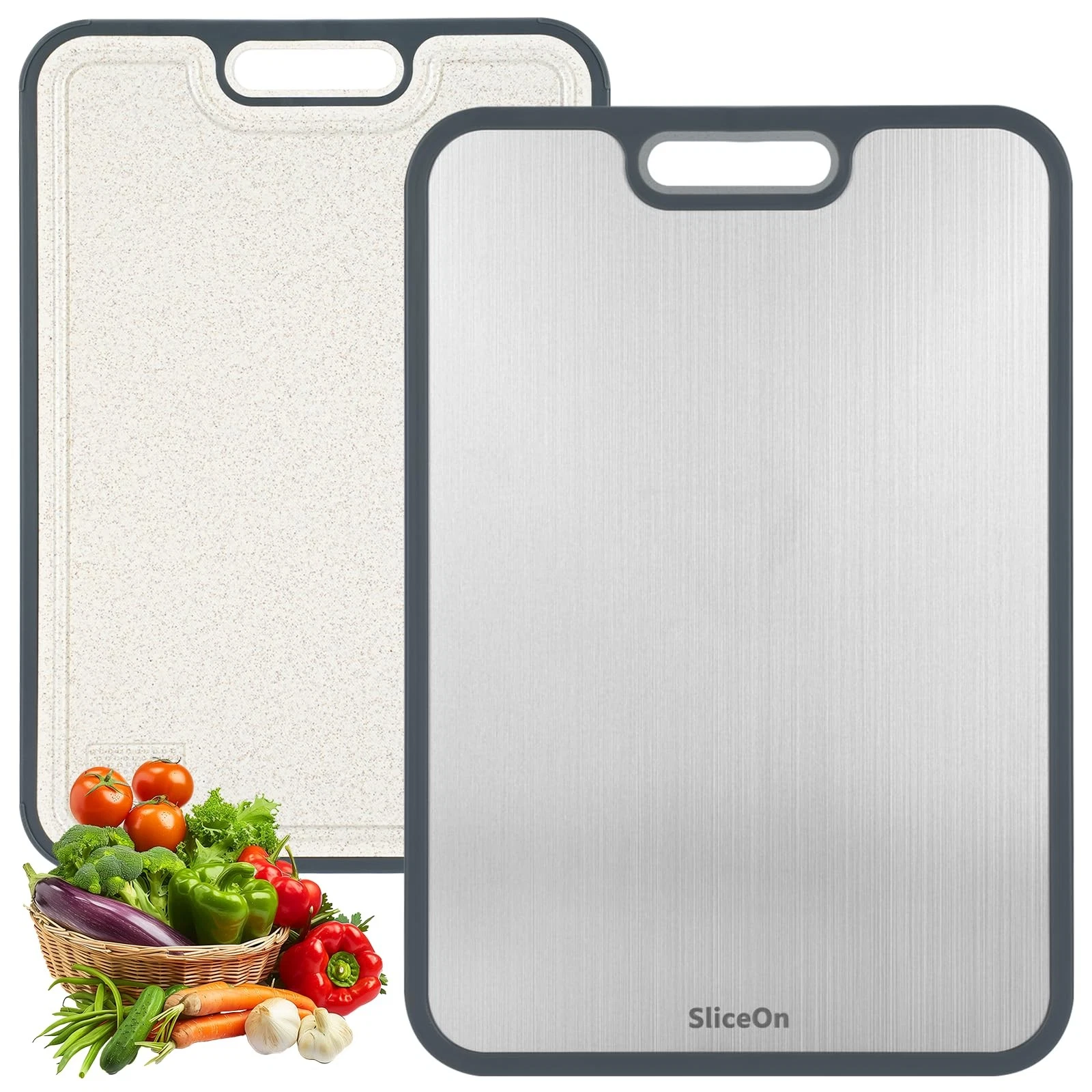 Titanium Cutting Board for Kitchen, Double Sided Cutting Boards for Meal Prep...