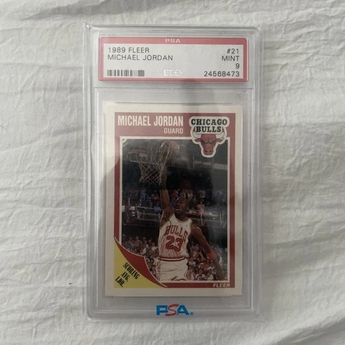 1989 FLEER #21 , MICHAEL JORDAN, CHICAGO BULLS , PSA GRADED 9 NM-MT, RARE