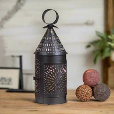 Primitive Colonial Electrified Black Baker's Lantern 14.5" Light