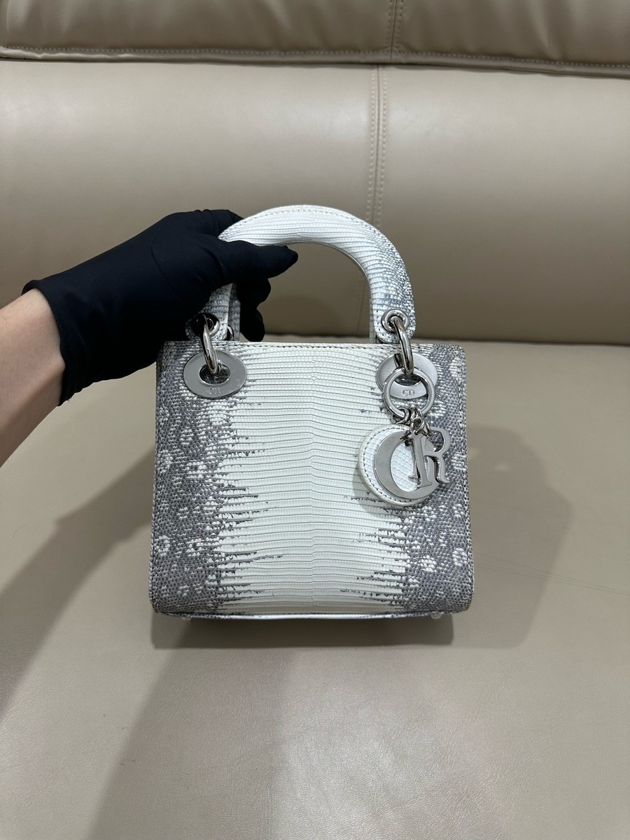 Dior Lady Dior 3-Grid Women's Handbag Original Lizard Leather | eBay