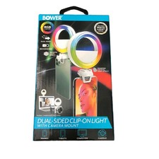 Bower RGB Dual Sided Clip On Light With Camera Mount For Phone Tablet Laptop