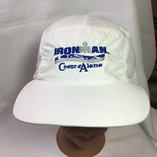Ironman USA Triathlon hat Coeur d'Alene ID embroidered flag strap back cap