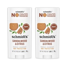 Aluminum-Free Vegan Deodorant Sandalwood Citrus 2 Count, 24 Hour Protection