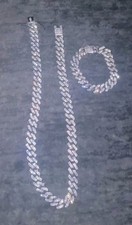 Iced Out VVS1 Diamond 20" Cuban Chain Necklace and Bracelet