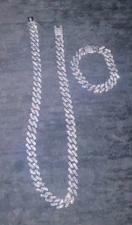 Iced Out VVS1 Diamond 20" Cuban Chain Necklace and Bracelet