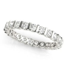 3.50Ct Round Cut Natural Diamond Real 18K White Gold Luxury Eternity Band Ring