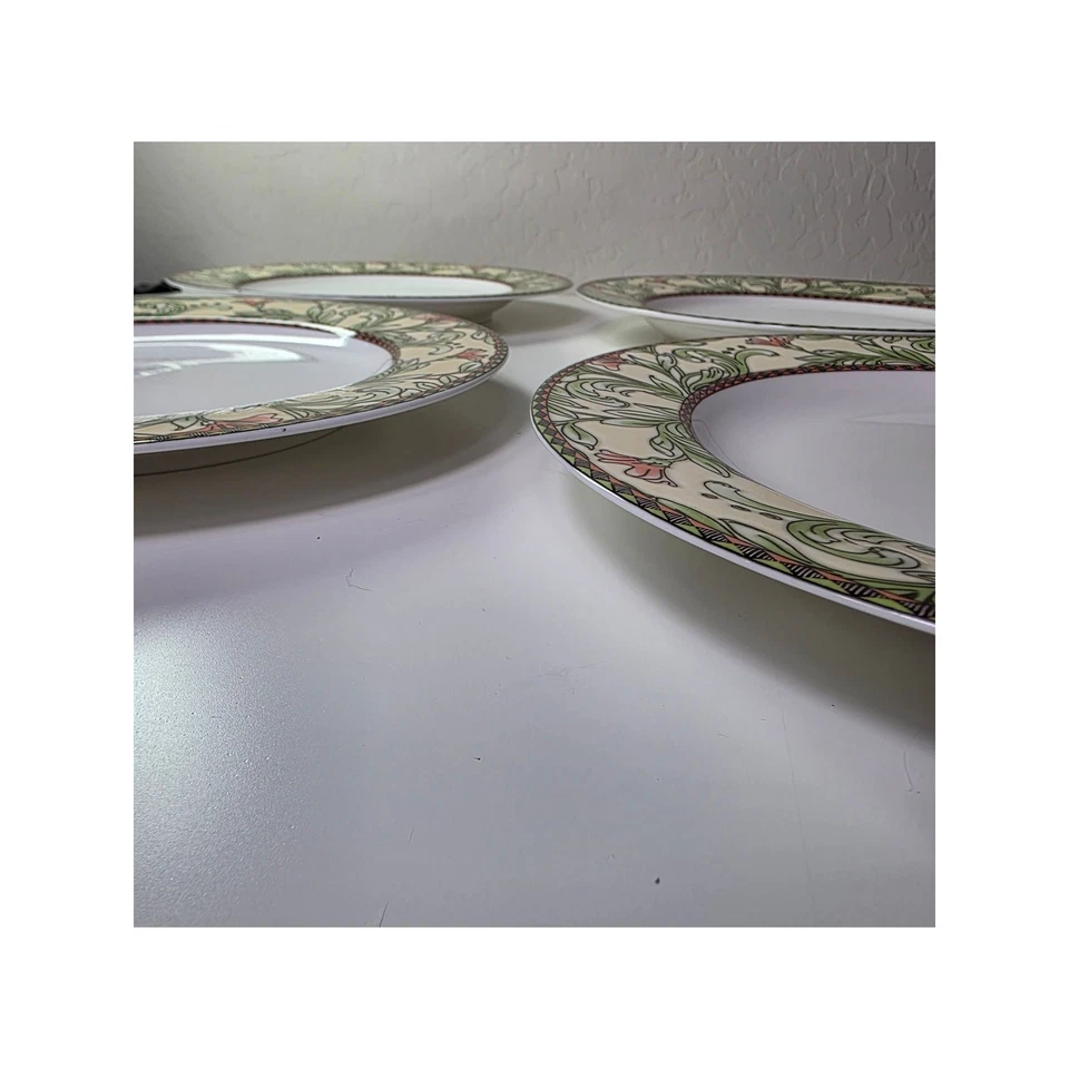 Set of 4 Vintage ONEIDA Table Trends Eden Yellow Floral Stoneware Dinner Plates - Image 3 of 4