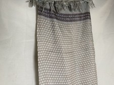 100 Silk Scarf Wrap with Tassels and Delicate Pattern Some Staining See Photos