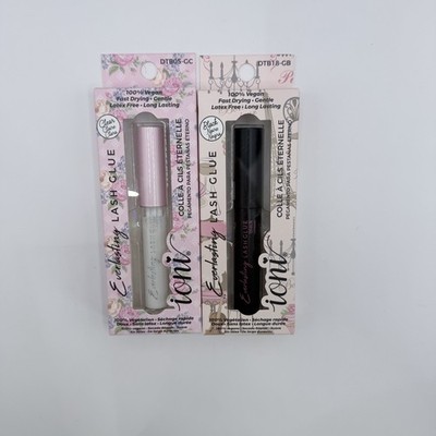 ioni cosmetics everlasting lash glue clear black set of 2 pcs