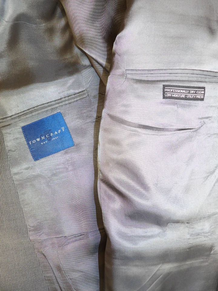 Towncraft Suit Mens Suit 42s 33W X 30 Blue Gray Micro check NWOT   T#500 - Image 4 of 4