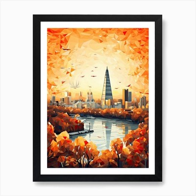 London View geometrische Vektor-Illu gerahmtes Wandbild Poster Leinwanddruck Bild