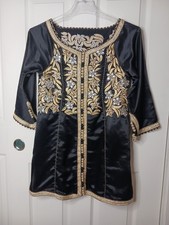 Moroccan Ramadan Kaftan Vintage Rare Lurex Gold Hand Embroidered Sequence Pit 17