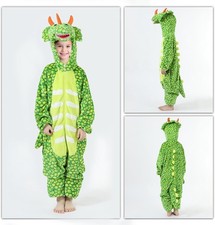 Kids Triceratops Costume Pajamas Green Dinosaur One Piece Size 9-10 NWOT