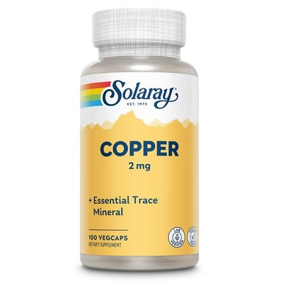 SOLARAY Copper Supplements - with 100 Count (Pack of 1), No Color 
