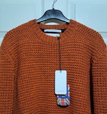 Maglione Peregrine Fisherman Crew Uomo XL P2P 25" Waffle Maglia Lana Arancione Bruciato 