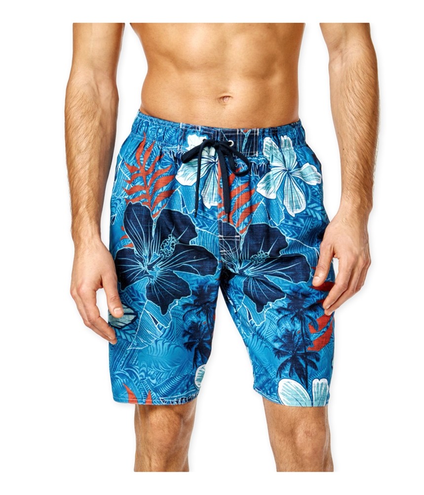 Newport Blue Tribal Flower Swim Bottom, ,