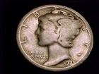 1925-D  Mercury Dime,  About Good to almost Good Grade.