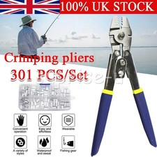 Stainless Steel Fishing Pliers Wire Rope Crimping Hand Tool w/300Pcs Ferrule Kit