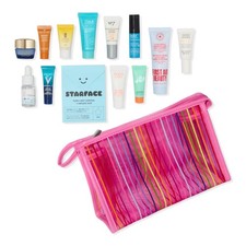 ULTA BEAUTY 34 PIECE Skincare Makeup Perfume Samples - Pink Travel Bag