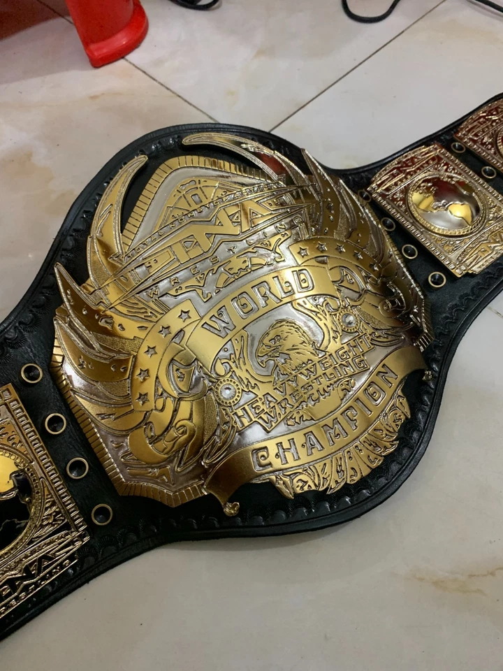 Cinturón de Campeonato TNA Midwest Peso Pesado - Doble Chapado - 4 mm de zinc - Cuero Real Foto 3 de 4