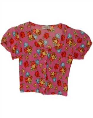 Gabriel Damen Crop Cardigan Oberteil UK 12 Medium rosa Blumen Viskose BU01