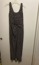 Lauren Ralph Lauren Womens Maxi Tank Dress Size 10 Brown & Beige Geometric Print