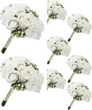 Elegant Set of 8 Wedding Bridesmaid Bouquets for Your Special Day